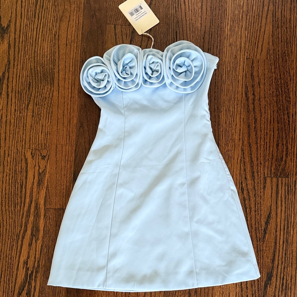 Elegant Blue Peppermayo Dress with Floral Accents